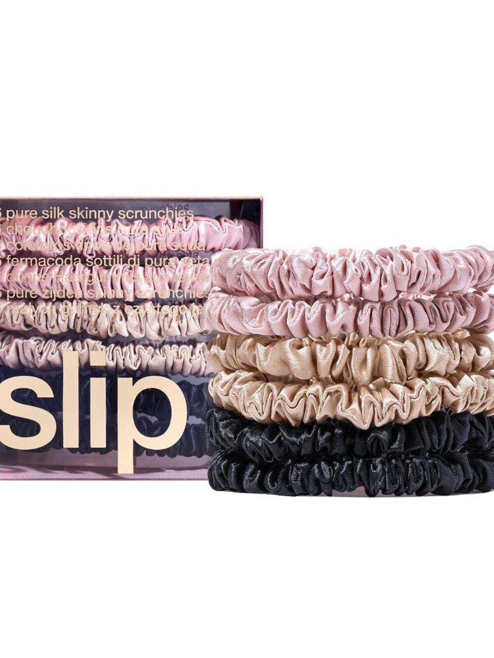 Slip 6 pc Pure Silk Skinny Scrunchie Set - New in Box